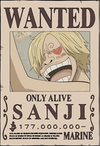Onepiece : Poster Wanted : โปสเตอร์วันพีช ลาย SANJI Onepiece : Poster Wanted : โปสเตอร์วันพีช ลาย SANJI