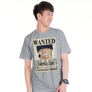 DOP-708-GY-XL เสื้อยืดวันพีซ ลาย WANTED ZORO เทา DOP-708-GY-XL เสื้อยืดวันพีซ ลาย WANTED ZORO เทา