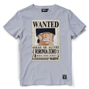 DOP-708-GY-XL เสื้อยืดวันพีซ ลาย WANTED ZORO เทา 1 DOP-708-GY-XL เสื้อยืดวันพีซ ลาย WANTED ZORO เทา 1
