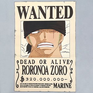 DOP-708-GY-XL เสื้อยืดวันพีซ ลาย WANTED ZORO เทา 2 DOP-708-GY-XL เสื้อยืดวันพีซ ลาย WANTED ZORO เทา 2