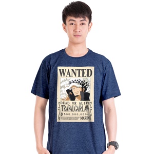 DOP-710-NV-XL เสื้อยืดวันพีซ ลาย WANTED LAW กรม DOP-710-NV-XL เสื้อยืดวันพีซ ลาย WANTED LAW กรม