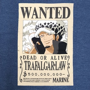 DOP-710-NV-XL เสื้อยืดวันพีซ ลาย WANTED LAW กรม 1 DOP-710-NV-XL เสื้อยืดวันพีซ ลาย WANTED LAW กรม 1