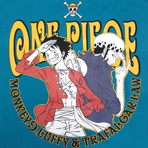 DOP-687-GR-S เสื้อยืดวันพีซ ลาย Luffy&Law สีเขียว 1 DOP-687-GR-S เสื้อยืดวันพีซ ลาย Luffy&Law สีเขียว 1