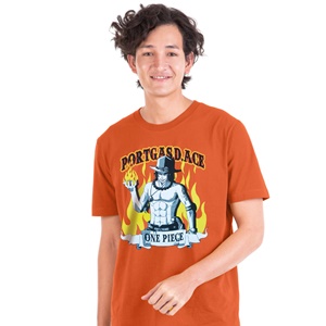 DOP-695-OR-S เสื้อยืดวันพีซ ลาย Ace สีส้ม DOP-695-OR-S เสื้อยืดวันพีซ ลาย Ace สีส้ม