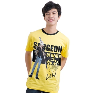 DOP-757-YE-S เสื้อยืดวันพีซ ลาย Law สีเหลือง DOP-757-YE-S เสื้อยืดวันพีซ ลาย Law สีเหลือง