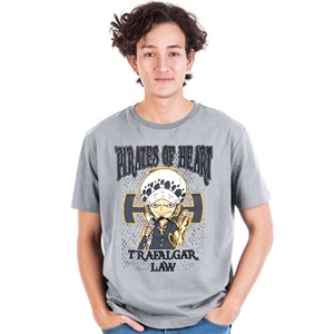 DOP-767-GY-L เสื้อยืดวันพีซ ลาย Law สีเทา DOP-767-GY-L เสื้อยืดวันพีซ ลาย Law สีเทา