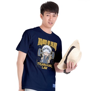 DOP-767-NV-S เสื้อยืดวันพีซ ลาย Law สีกรม DOP-767-NV-S เสื้อยืดวันพีซ ลาย Law สีกรม