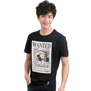 DOP-789-BK-M เสื้อยืดวันพีซ ลาย WANTED LAW ดำ DOP-789-BK-M เสื้อยืดวันพีซ ลาย WANTED LAW ดำ