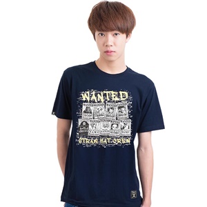 DOP-756-NV-XL เสื้อยืดวันพีซ ลาย WANTED กรม DOP-756-NV-XL เสื้อยืดวันพีซ ลาย WANTED กรม