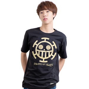 DOP-886-BG-L เสื้อยืดวันพีซ ลาย Law สีดำสกรีนทอง DOP-886-BG-L เสื้อยืดวันพีซ ลาย Law สีดำสกรีนทอง