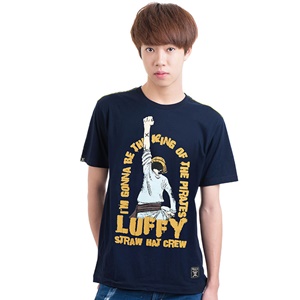 DOP-773-NV-S เสื้อยืดวันพีซ ลาย Fight Luffy สีกรม DOP-773-NV-S เสื้อยืดวันพีซ ลาย Fight Luffy สีกรม