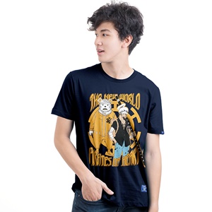 DOP-802-NV-S เสื้อยืดวันพีซ ลาย Law&Bepo สีกรม DOP-802-NV-S เสื้อยืดวันพีซ ลาย Law&Bepo สีกรม