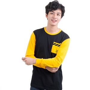 DOP-878-BK-M เสื้อแขนยาววันพีซ Luffy สีดำแขนเหลือง DOP-878-BK-M เสื้อแขนยาววันพีซ Luffy สีดำแขนเหลือง