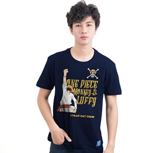 DOP-611-NV-M เสื้อยืดวันพีซ ลาย Fighto Luffy สีกรม DOP-611-NV-M เสื้อยืดวันพีซ ลาย Fighto Luffy สีกรม