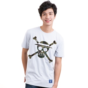 DOP-903-WH-S เสื้อยืดวันพีซ ลาย Military Icon Luffy สีขาว DOP-903-WH-S เสื้อยืดวันพีซ ลาย Military Icon Luffy สีขาว