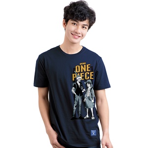 DOP-897-NV-S เสื้อยืดวันพีซ ลาย Luffy&Law สีกรม DOP-897-NV-S เสื้อยืดวันพีซ ลาย Luffy&Law สีกรม