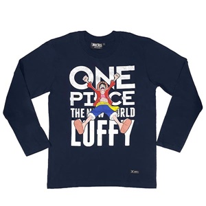 DOP-226L-NV-S เสื้อแขนยาววันพีซ ลาย Luffy สีกรม 1 DOP-226L-NV-S เสื้อแขนยาววันพีซ ลาย Luffy สีกรม 1