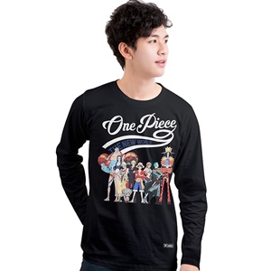 DOP-273L-BK-S เสื้อแขนยาววันพีซ ลาย กลุ่มโจรสลัดหมวกฟาง สีดำ DOP-273L-BK-S เสื้อแขนยาววันพีซ ลาย กลุ่มโจรสลัดหมวกฟาง สีดำ