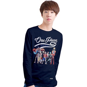 DOP-273L-NV-XL เสื้อแขนยาววันพีซ ลาย กลุ่มโจรสลัดหมวกฟาง สีกรม DOP-273L-NV-XL เสื้อแขนยาววันพีซ ลาย กลุ่มโจรสลัดหมวกฟาง สีกรม