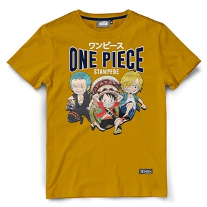 DOP-1121-YE-S เสื้อยืดวันพีซ ลาย Stampede Luffy, Zoro, Sanji สีเหลือง DOP-1121-YE-S เสื้อยืดวันพีซ ลาย Stampede Luffy, Zoro, Sanji สีเหลือง