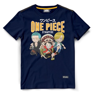 DOP-1121-NV-S เสื้อยืดวันพีซ ลาย Stampede Luffy, Zoro, Sanji สีกรม DOP-1121-NV-S เสื้อยืดวันพีซ ลาย Stampede Luffy, Zoro, Sanji สีกรม