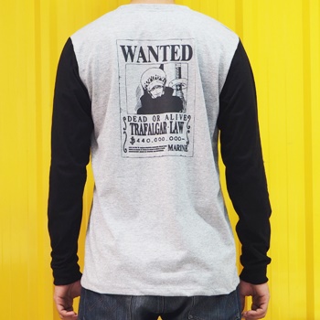 DOP-513-GB-XL L-Sleeve OP Wanted Law เทาแขนดำ 0 DOP-513-GB-XL L-Sleeve OP Wanted Law เทาแขนดำ 0