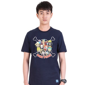 DOP-614-NV-S เสื้อยืดวันพีซ ลาย Straw Hat Crew กรม DOP-614-NV-S เสื้อยืดวันพีซ ลาย Straw Hat Crew กรม