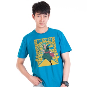 DOP-624-GR-S เสื้อยืดวันพีซ ลาย ZORO สีฟ้า DOP-624-GR-S เสื้อยืดวันพีซ ลาย ZORO สีฟ้า