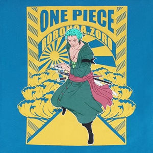 DOP-624-GR-S เสื้อยืดวันพีซ ลาย ZORO สีฟ้า 1 DOP-624-GR-S เสื้อยืดวันพีซ ลาย ZORO สีฟ้า 1