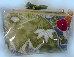 กระเป๋าสตรี : กระเป๋าชุด ลายดอกซากุระบาน พื้นสีเทา เขียว 0