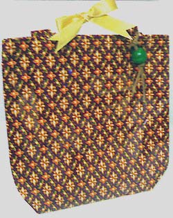 กระเป๋าสตรี : กระเป๋าหิ้ว Tote Bag ผ้าพิมพ์ลายไทย ดอกลายพิกุล พื้นสีน้ำตาล 0